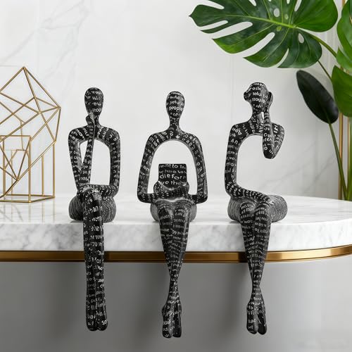 XINXUAN Letter - Black Statue Home Decor - Modern Bookshelf & Desk Decor - 3 Piece Set - color: Letter - Black