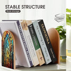 Stained Glass Art Bookends Heavy Duty,Book Organizer for Shelves, Holder Stand Decorative, Stoppers for Books, CD, File, Video Gamesbook Stand，6.7 X 4.7 X 3.9 Inch(Large)
