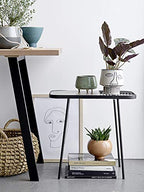 Bloomingville White Stoneware Vase with Abstract Face Design & Reactive Glaze Finish (Each one will vary)