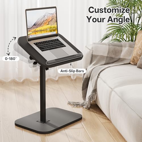 TV Tray Table, Adjustable Height, Flip-Top, Snack Side Table with 360° Swivel and 180° Tilt, C Shaped End Table for Couch, Sofa, Bed, Recliner, Black - color: Black