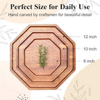 Set of 3 Acacia Wood Serving Trays Cheese Platters Party Hosting Essentials Gifts Charcuterie Board for Vegetable Fruit Food Round Tray Wooden Appetizer Platter Christmas Plates Dish Serving Boards - size: 12&10&8 inch (3 Pcs)