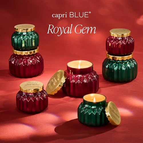 Capri Blue Royal Gem Holiday Candles - Jar Candles - Soy Wax Blend with Glass Candle Holder - Scented Candles for Home - Notes of Tropical Fruits & Sugared Citrus (Volcano, 19 oz) - size: 19oz
