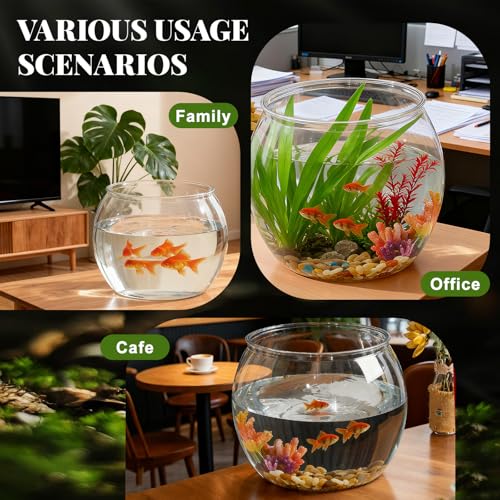 Geelin 3 Gallon Plastic Fish Tank Large Bowl Shatterproof with Crystal Clear Clarity for Terrarium, Flower Vase Centerpiece Gift for Fish Lovers (Round) - size: 3 Gallon, style: Round