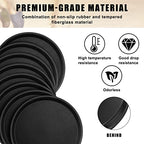 Zopeal 8 Pieces Black Round Restaurant Serving Tray, Plastic Non Slip Surface Food Meals Server Tray with Raised Edges for Home, Kitchen, Restaurant, Cafeteria, Bar (11",16") - size: 11", 16"