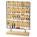 Earring Stand Display for Selling, Wood Earring Rack Tower Display Holder Stand with Card (4 Tier,20 Hooks, Black) - color: Black
