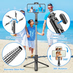 SelfieShow Selfie Stick, Extendable Selfie Stick Tripod with Wireless Remote and Tripod Stand, Portable, Lightweight, Compatible with iPhone 17 16 15 14 13 12 Pro Xs Max/Samsung Smartphone and More - style: Black