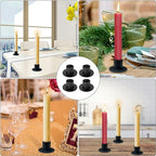 2 Pcs Black Iron Candle Holder with 2 Pcs Double Sided Tape for Dinning, Taper Candles, Wedding and Party Decoration (Black)