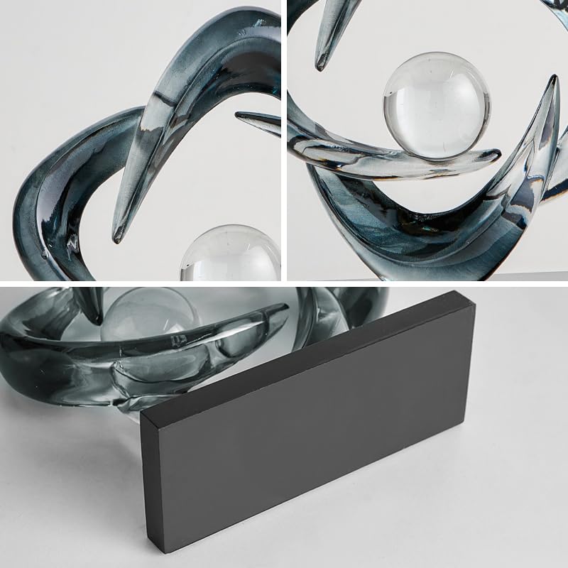 Abstract Art Sculpture, Resin Gold Decorative Statue, Modern White Ornaments for Living Room, Decorativas Modernas for Coffee Table/Entryway/Office Collectibles (Grey) - color: Gray
