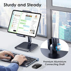CreaDream Tablet Stand, Heavy Aluminum Tablet Holder for Desk with Adjustable 360° Swivel Bracket, Compatible with iPad Pro/Air/Mini, Galaxy Tab, Surface Pro, Kindle Fire 4.7''-13", Black - size: Short - One Arm