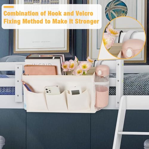 Loghot Bedside Caddy/Bedside Storage Bag Hanging Organizer for Bunk and Hospital Beds,Dorm Rooms Bed Rails,Can be Placed Glasses,Books,Mobile Phones,Keys (New White) - color: 1pc New White