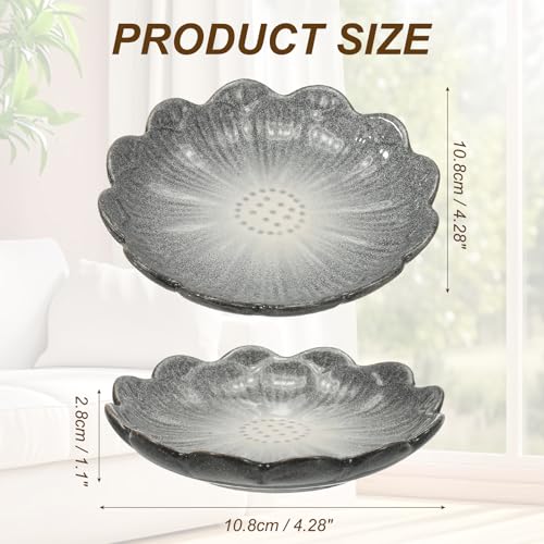 uxcell Candle Holder Plates, 4 Inch Ceramic Candle Tray Tealight Incense Holder Dish Candlestick for Tea Light Aromatherapy Wedding Rustic Vintage Home Decor, Sunflower Gray - color: Gray