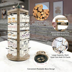 Wood Rotating Earring Display for Vendors, Wooden Jewelry Display for Vendors with 30 Removable Hooks 5 Tier Tabletop Necklace Display Stand Key Chain Display