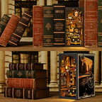 TOYQI Book Nook Kit, Book Nook Kits for Adults, DIY Miniature Dollhouse Kit 3D Wooden Puzzle Booknook Bookend with LED Light - style: CAR PLAYERS