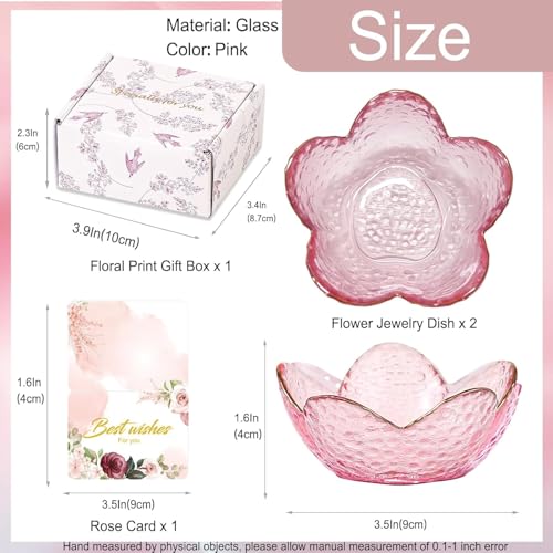Mini Flower Ring Plate Jewelry Storage Tray Ring Holder for Dressing Table, Bedside Table, Room Bathroom Decoration, Cute Valentine's Day Christmas Birthday Gift for Women (pink flower) - color: pink Jewelry Tray and Flower Base