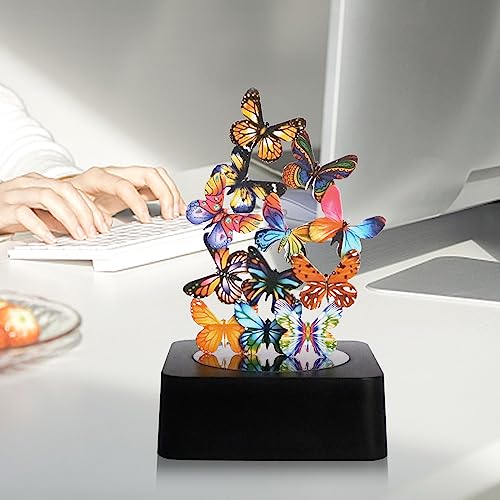 Desk Toys for Office for Adults Desktop Magnetic Butterflies Sculpture Desk Decorations for Women Office - size: Square Base