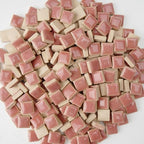 Glazed Ceramic Mosaic Tiles,Glazed Porcelain Tiles,Art Craft Supplies,Square Shapes(12mm), Smoothed Edges,300g/200pcs, Prefect for DIY Art Crafts Supplies,Flesh - color: Flesh