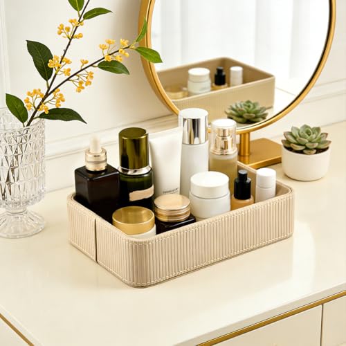 PU Leather Valet Tray Organizer, Desk Organizer Tray, odern Nightstand Organizer Bedside Desktop Storage for Men Women, Decorative Vanity Trays Key Bowl Trinket Dish