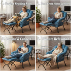 Tiita Lazy Chair with Ottoman, Blue Chiars Modern Large Accent Armchair, Comfy Leisure Sofa Reading Chair with Footrest for Bedroom, Living Room, Dorm Rooms, Garden, Velvet Light Blue - color: Light Blue