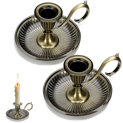 Candle Holder Candlestick Holders,2Pcs Taper Candle Holders Vintage Candlestick Holders with Handle for Party Wedding Home Decor