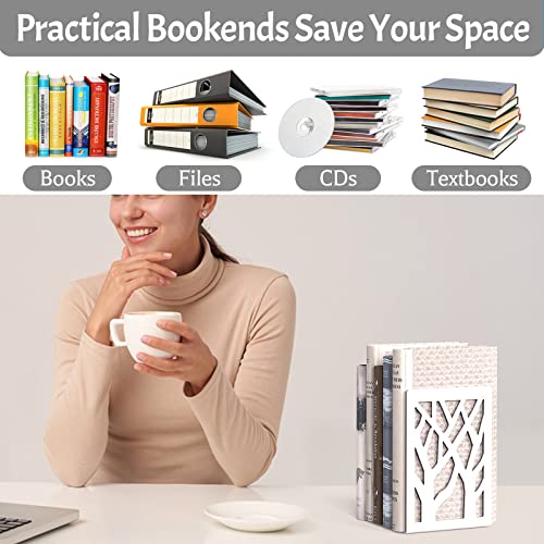 2 Pair Book Ends,Metal Book End Supports for Bookrack Desk - color: White, size: 2 Pair