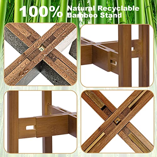 Rnined Adjustable Plant Stand Indoor,Bamboo Mid Century Modern Plants Stands, Stable Plant Holder,Fit 8 9 10 11 12 inch Pots (Pot & Plant Not Included) - color: walnut