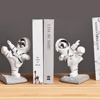 White Book Ends for Kids, Upgraded Astronaut Bookends Resin Spaceman Book Holders for Shelves Sturdy Book Stopper Book Ends to Hold Books Unique Outer Space Book Shelf Ends(F2-Silver Color) - color: Astronaut F-silver