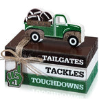 Briwooody 5 Pcs Football Decoration Football Tiered Tray Decor Mini Faux Ball Wooden Book Stack Set Sport Party Decorations Decorative Book Sign for Home Locker Room Table Shelf Desk - style: Football