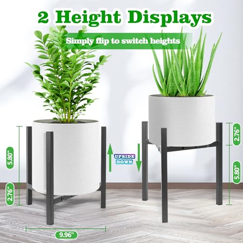 Airpark Plant Stand Indoor Adjustable, Metal Modern Plant Stands, Heavy Duty Stable Plant Pot Flower Holder Indoor Outdoor Corner, Fit 8 9 10 11 12 inch Pots, Black (Pot & Plant Not Included) - color: Black