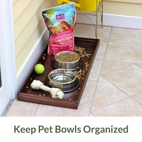 Good Directions Large Boot Tray, Squares Multi-Purpose All Weather Decorative Boot Tray, Shoes, Plants, Garage, Patio Door, Pet Bowls, 34 inch Entry Indoor Shoe Tray, Copper Finish - color: Brown