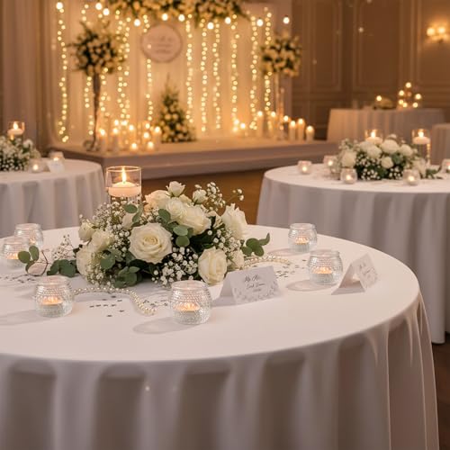 32 Pcs Clear Votive Candle Holders, Round Votive Candle Holders with Polka Dot Embossed for Table Centerpiece, Tealight Candle Holder for Weddings, Home Decor, Baby Shower, Special Occasions - color: Clear