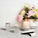 Taper Glass Candlestick Holders Tealight Candle Holders Votive Candle Stick Holder for Table Centerpieces Wedding Decor(6 Pcs, Clear)