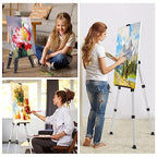 Art Painting Display Easel Stands - Portable Adjustable Aluminum Metal Tripod Artist Easels with Bags, Height from 17" to 66", Extra Sturdy for Table-Top/Floor Painting, Drawing, Displaying, Silver - style: Silver - 2pack