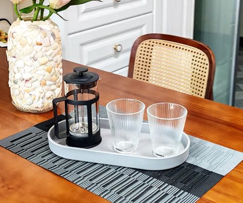 Gray Small Tray (11.8 inch), Oval Tray for Kitchen Counter, Bathtub Bathroom Vanity Items, Countertop Organizer, Coffee Accessory, Bar, Serving Seasoning, Salt and Pepper, Soap, Perfume. - color: Gray, size: 11.8" x 5.9" x 1.2"
