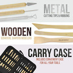 U.S. Art Supply Pottery & Clay Tools Set (14-Piece) - Includes Pottery Tools, Canvas Case for Sculpting, Ceramics, and Easy Storage & Transport - size: 14-Piece with Nylon Case