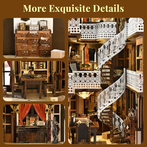 CCCDF Book Nook Kit Library, DIY Miniature House Kit, 3D Wooden Puzzle Dollhouse Kit for Adults and Teens, Bookshelf Booknook with LED Light (Law Library) - style: Law Library