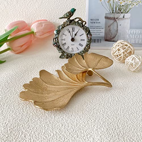 Small Leaf Shaped Trinket Dish, Decorative Gold Jewelry Dish Tray, Ring Hodler Dish Jewelry Organizer - color: 2-Tier Ginkgo