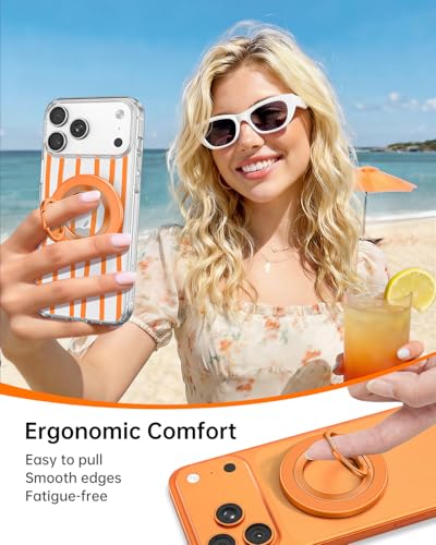 SYNCWIRE Magnetic Phone Ring Holder for MagSafe, 360° Rotation Cell Phone Grip Stand Finger Ring Kickstand Two-Sided Magnet Compatible with iPhone 17 Pro Max 16 15 14 13 12 MagSafe Accessories - color: Single Ring-1PCS-Cosmic Orange