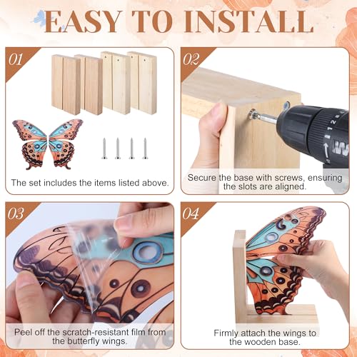 Decorative Butterfly Bookends Wooden Acrylic Butterflys Bookend Modern Bookshelf Decor Accent Book Stopper Decor for Home Farmhouse Shelves Office Lover Gift(Junonia Almana Butterfly) - style: Junonia Almana Butterfly