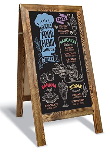 Better Office Products Magnetic A-Frame Chalkboard Sign, Extra Large 20" x 40", Standing Chalkboard Easel, Deluxe Set with Multiple Accessories, Outdoor Sidewalk Sandwich Board Sign,(Rustic Brown) - style: Rustic Brown