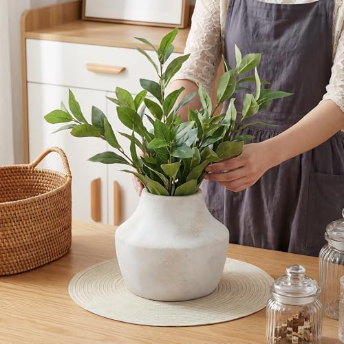 Ceramic Flower Vase 5.2 Inch - Farmhouse Centerpiece Vase for Home Decor, Rustic Table Vase for Dried Flowers, Handcrafted Pottery for Living Room, Shelf & Wedding Decor - color: 5.2”h-antique