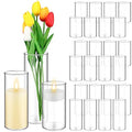Zopeal 24 Pcs Cylinder Glass Vases Bulk 6" 8" 10" Clear Glass Cylinder Vases for Flowers, Floating Candles, Wedding Table Centerpieces, Party Home Decor(6, 8, 10 Inch)