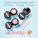 Sculpting Gel for 3D Nail Art Gel Non Stick Hand Solid Builder Hard Gels for Extension Carving Sculpting Beauty Nail Charms for Beginner and Salon DIY - color: Clear&Pink&Nude