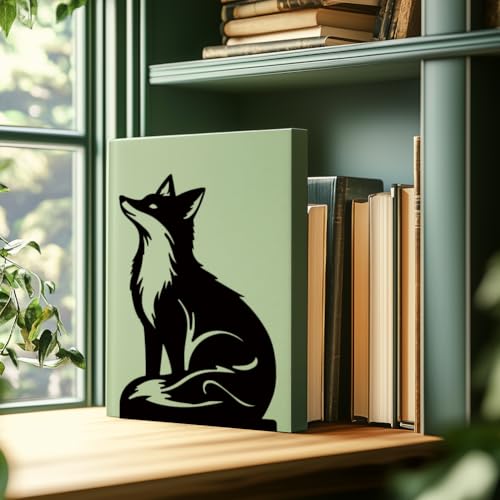 Black Fox Metal Bookends for Shelves, Exquisite Fox Bookshelf Decor Book Ends for Heavy Books, Home School Office Desk Decoration, Book Stopper for Study and Birthday Gift - style: Fox