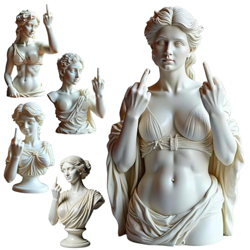 Funny Middle Finger Venus Statue – Bold Greek Goddess Aphrodite Resin Figurine, Roman-Style Venus Bust Sculpture with Attitude, Unique Home & Office Shelf Decor, Rebellious Gift for Women & Men - color: Style E 1pcs