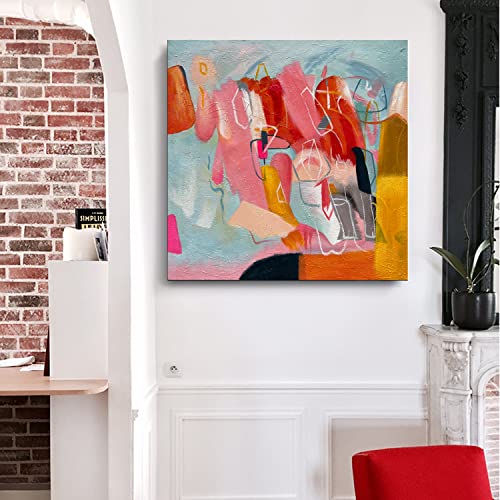 Art Hand Painted Modern Abstract Art Oil Painting Color Home Wall Art Deco 24x24 inches - color: Yi017