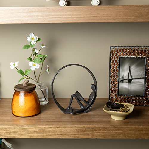 Danya B. Contemporary Encircled Male & Female Reader Cast Iron Sculpture Bookend Statues (Set of Male and Female)