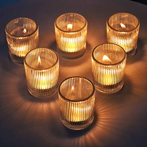 VOHO Clear Votive Candle Holders for Table Centerpiece, Glass Candle Holder Bulk Set of 12, Glass Votive Holder for Home Decor & Holiday Decor(2.1 x 2.6 Inch, Clear) - color: Clear