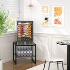 Homieasy End Table, 20 Inch Square End Table, Mini Fridge Stand with 2-Tier Storage Shelves, Industrial Wood Side Table Small Table Stand for Living Room, Bedroom, Office, Black Oak - color: Black Oak