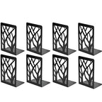 MaxGear Book Ends Tree Design Modern Bookends for Shelves, Non-Skid Bookend, Heavy Duty Metal Book Stopper for Books/CDs, Decorative Book Shelf for Home, 7 x 4.7 x 3.5”, Black (4 Pair/8 Pieces, Large) - size: 4 Pairs
