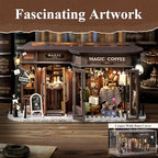 Fsolis DIY Miniature Dollhouse Kit for Adults - Tiny House Mini Scene 3D Puzzles Gifts for Women Teenagers Craft Lovers (Magic Coffee) - style: Magic Coffee